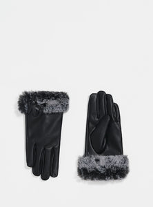 HANDSCHUHE | Handschuhe aus Lederimitat mit Fellrand